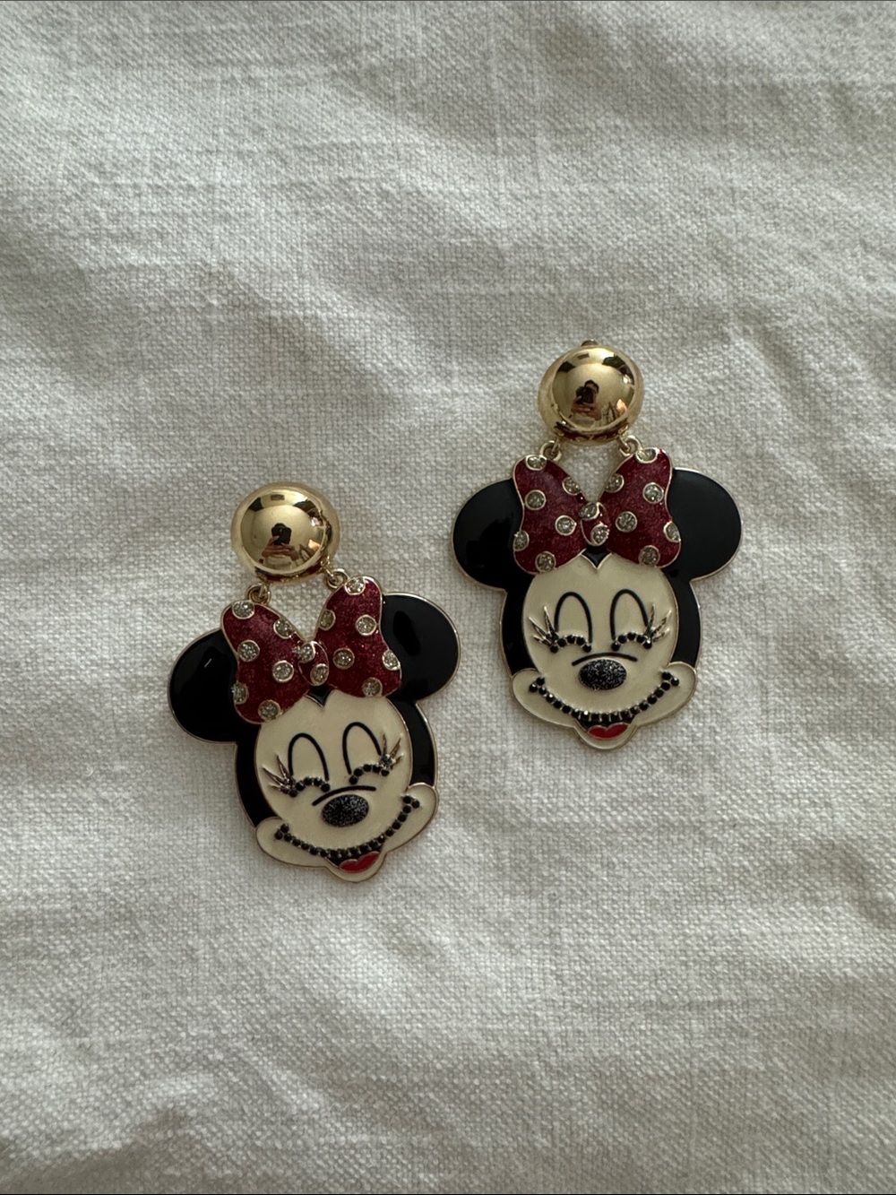 Disney Minnie Mouse Earrings with Red Bow
